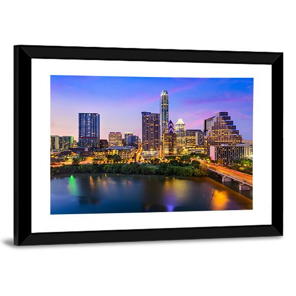 Austin Downtown Skyline Canvas Wall Art-3 Horizontal-Gallery Wrap-25" x 16"-Tiaracle