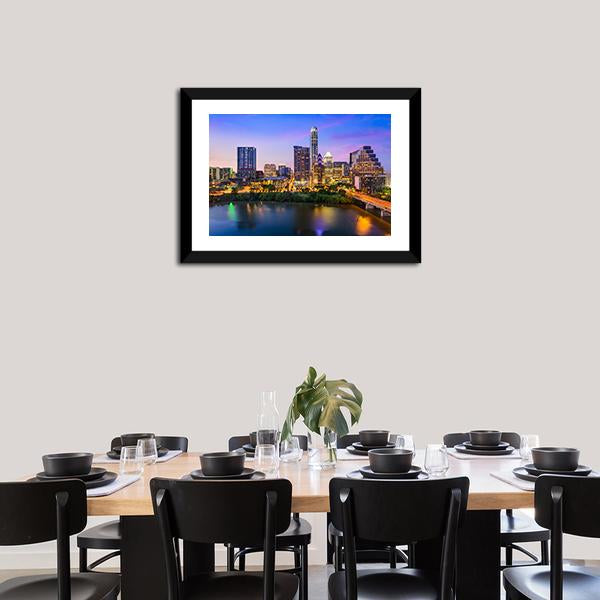 Austin Downtown Skyline Canvas Wall Art-3 Horizontal-Gallery Wrap-25" x 16"-Tiaracle