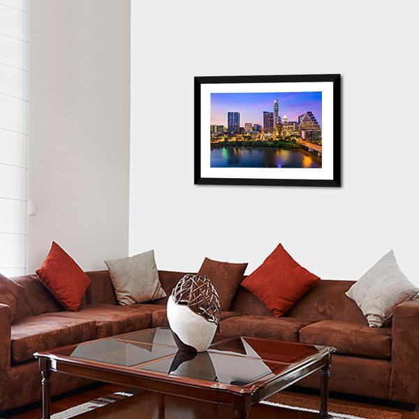 Austin Downtown Skyline Canvas Wall Art-3 Horizontal-Gallery Wrap-25" x 16"-Tiaracle