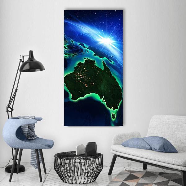 Australia &amp; Indonesia From Space Vertical Canvas Wall Art-1 Vertical-Gallery Wrap-12" x 24"-Tiaracle