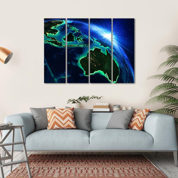 Australia &amp; Indonesia From Space Canvas Wall Art-4 Horizontal-Gallery Wrap-34" x 24"-Tiaracle