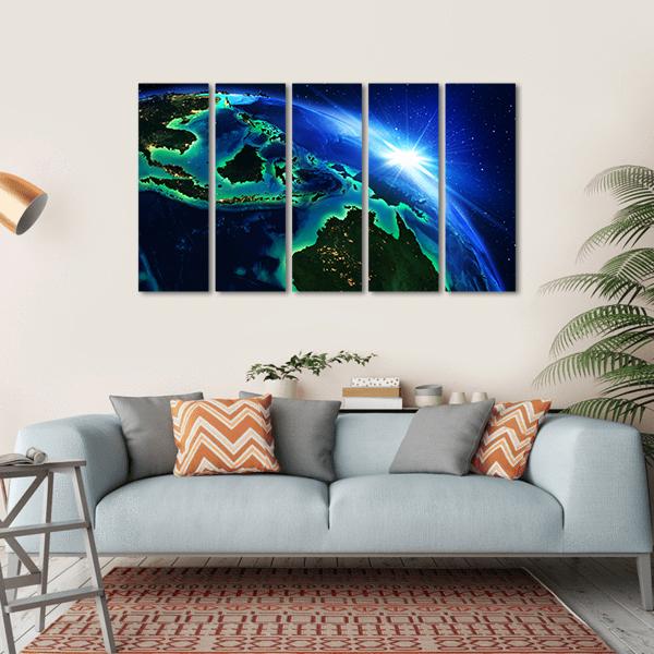 Australia & Indonesia From Space Canvas Wall Art-5 Horizontal-Gallery Wrap-22" x 12"-Tiaracle