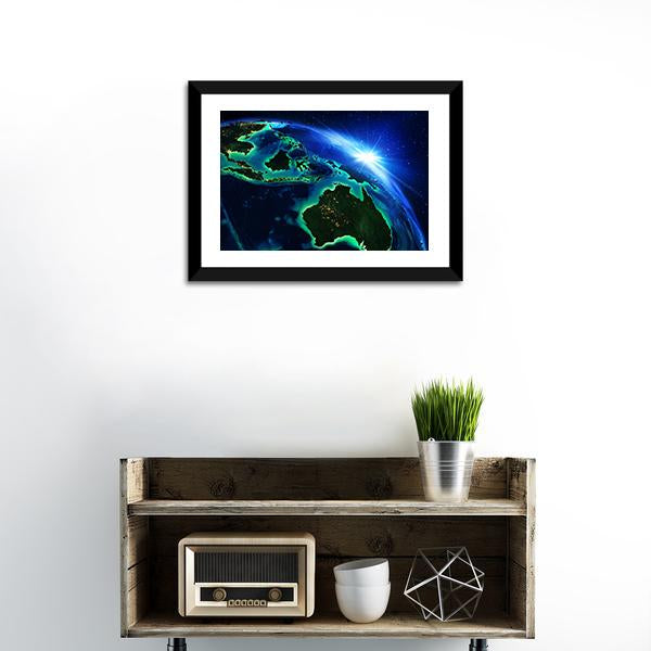 Australia & Indonesia From Space Canvas Wall Art-1 Piece-Framed Print-20" x 16"-Tiaracle