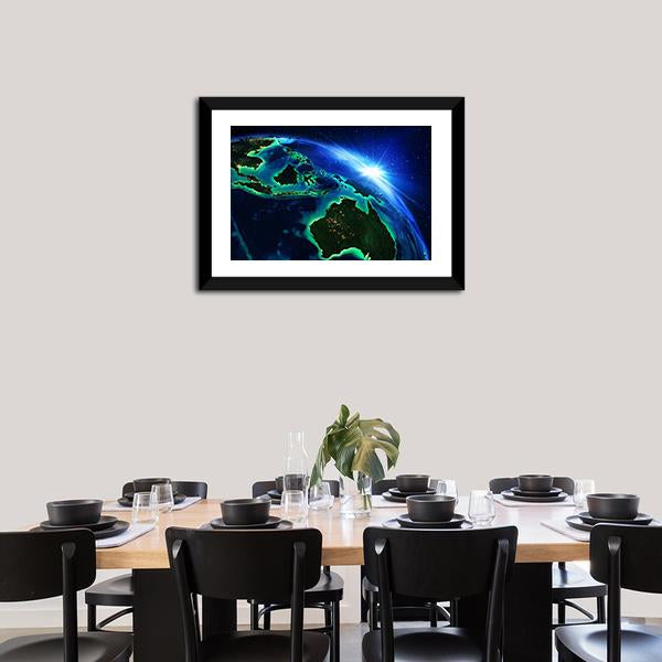 Australia & Indonesia From Space Canvas Wall Art-3 Horizontal-Gallery Wrap-25" x 16"-Tiaracle