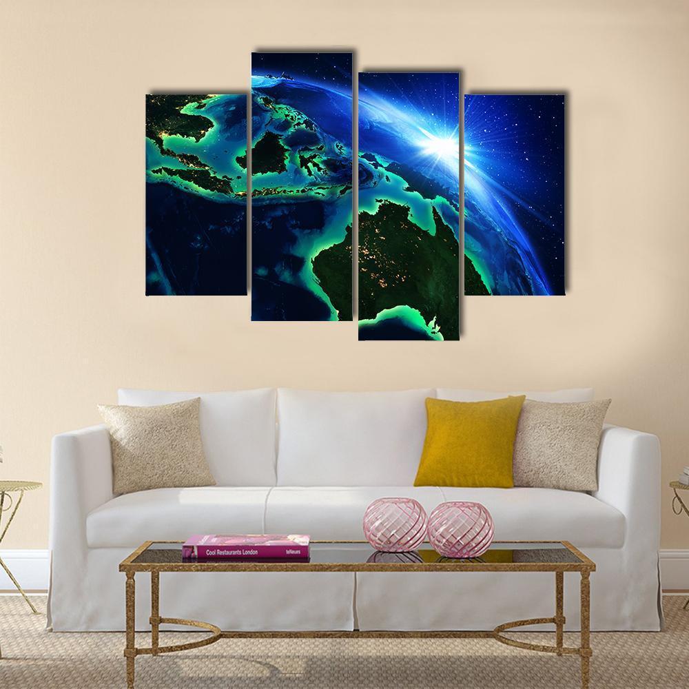Australia & Indonesia From Space Canvas Wall Art-4 Pop-Gallery Wrap-50" x 32"-Tiaracle