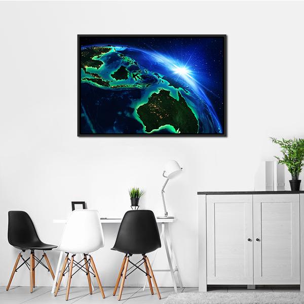 Australia &amp; Indonesia From Space Vertical Canvas Wall Art-3 Vertical-Gallery Wrap-12" x 25"-Tiaracle