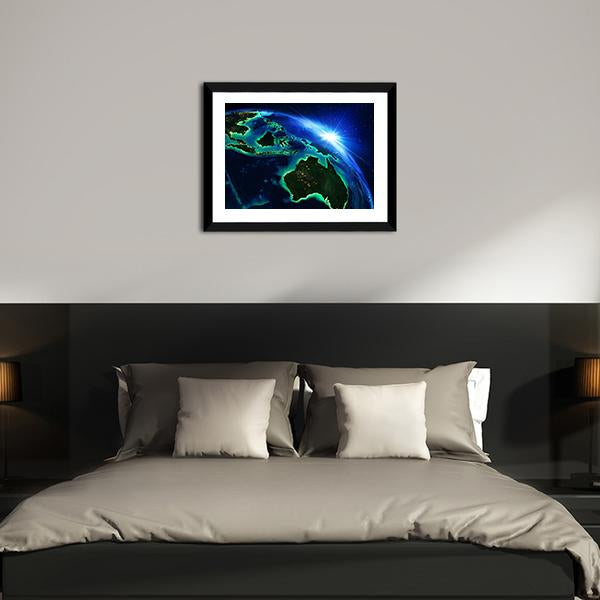 Australia &amp; Indonesia From Space Vertical Canvas Wall Art-3 Vertical-Gallery Wrap-12" x 25"-Tiaracle