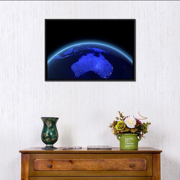 Australia & New Zealand From Space Canvas Wall Art-1 Piece-Floating Frame-24" x 16"-Tiaracle
