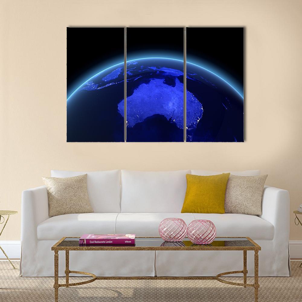 Australia & New Zealand From Space Canvas Wall Art-3 Horizontal-Gallery Wrap-37" x 24"-Tiaracle