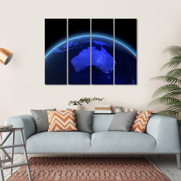 Australia & New Zealand From Space Canvas Wall Art-4 Horizontal-Gallery Wrap-34" x 24"-Tiaracle