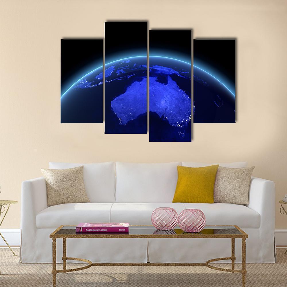 Australia & New Zealand From Space Canvas Wall Art-5 Pop-Gallery Wrap-47" x 32"-Tiaracle