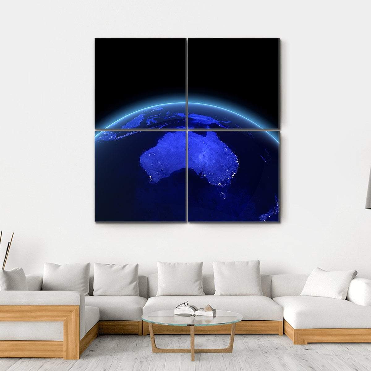 Australia &amp; New Zealand From Space Canvas Wall Art-4 Square-Gallery Wrap-17" x 17"-Tiaracle