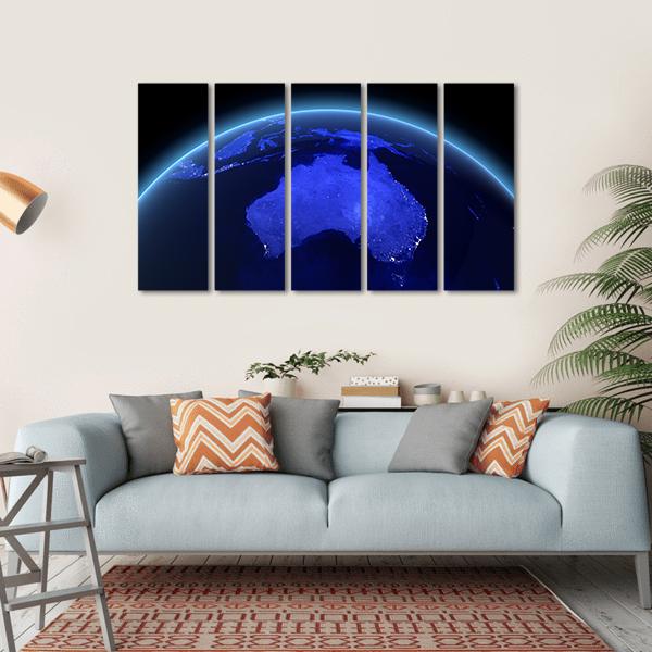 Australia & New Zealand From Space Canvas Wall Art-5 Horizontal-Gallery Wrap-22" x 12"-Tiaracle