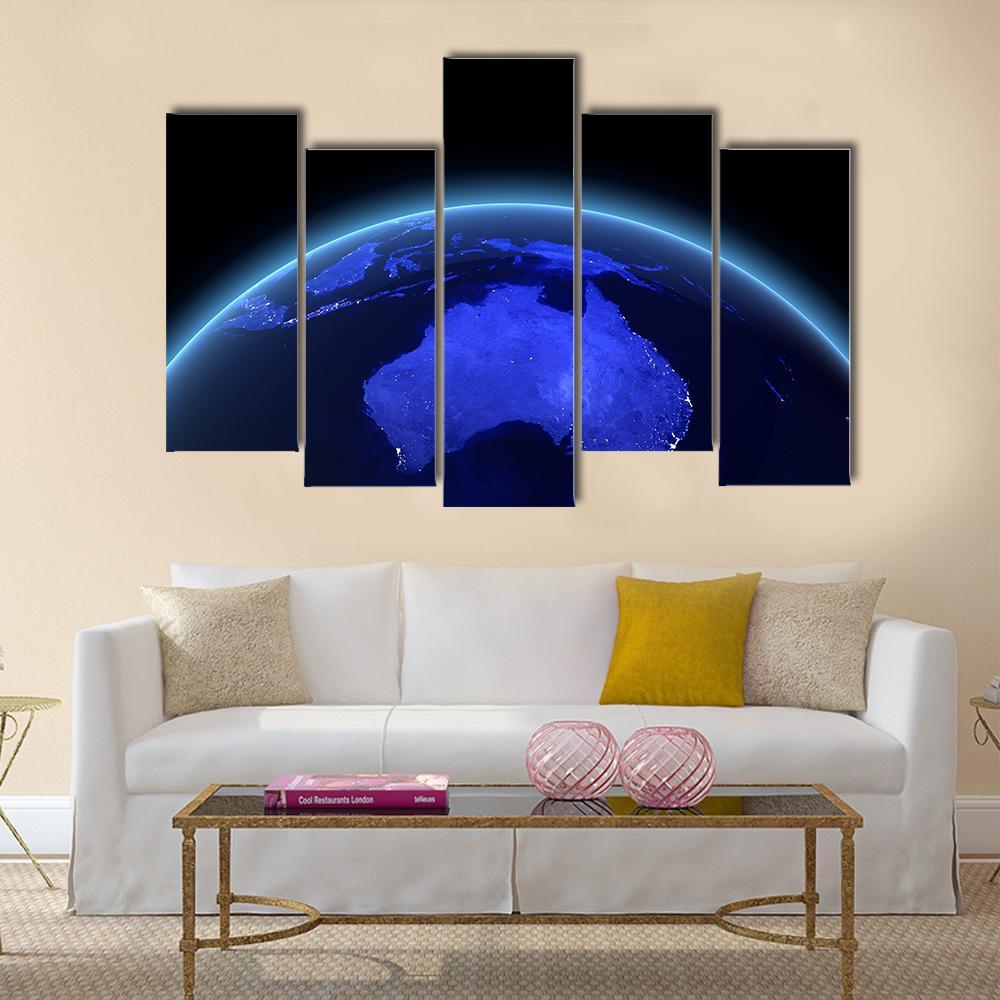 Australia & New Zealand From Space Canvas Wall Art-5 Pop-Gallery Wrap-47" x 32"-Tiaracle