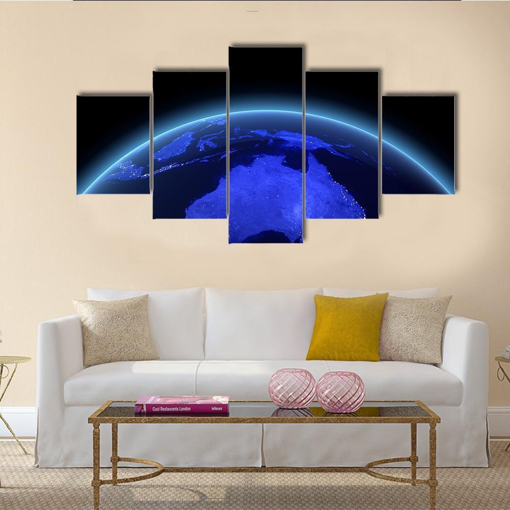 Australia &amp; New Zealand From Space Canvas Wall Art-5 Star-Gallery Wrap-62" x 32"-Tiaracle