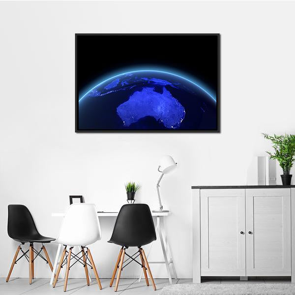 Australia &amp; New Zealand From Space Canvas Wall Art-5 Horizontal-Gallery Wrap-22" x 12"-Tiaracle
