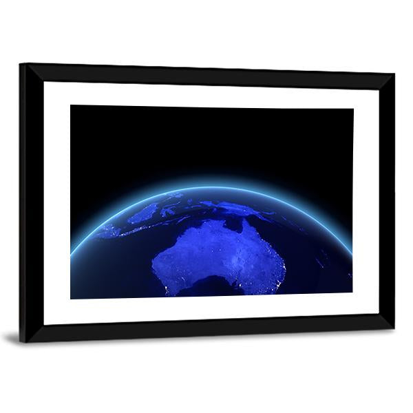 Australia &amp; New Zealand From Space Canvas Wall Art-5 Horizontal-Gallery Wrap-22" x 12"-Tiaracle