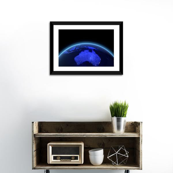 Australia &amp; New Zealand From Space Canvas Wall Art-1 Piece-Framed Print-20" x 16"-Tiaracle