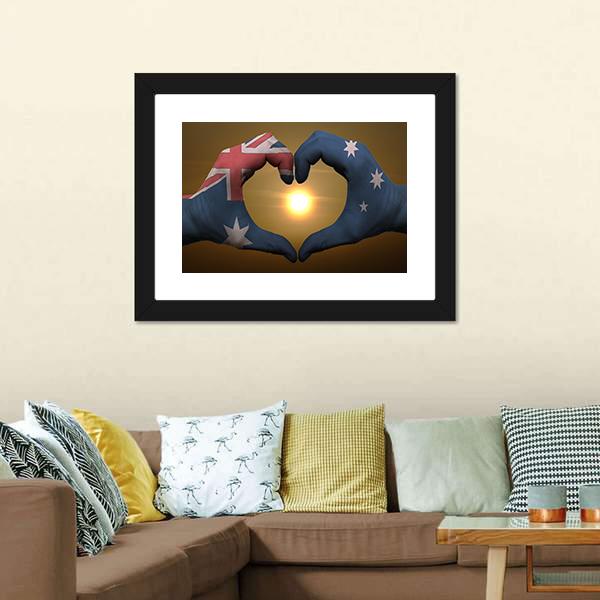 Australia Flag On Hands Canvas Wall Art-3 Horizontal-Gallery Wrap-25" x 16"-Tiaracle