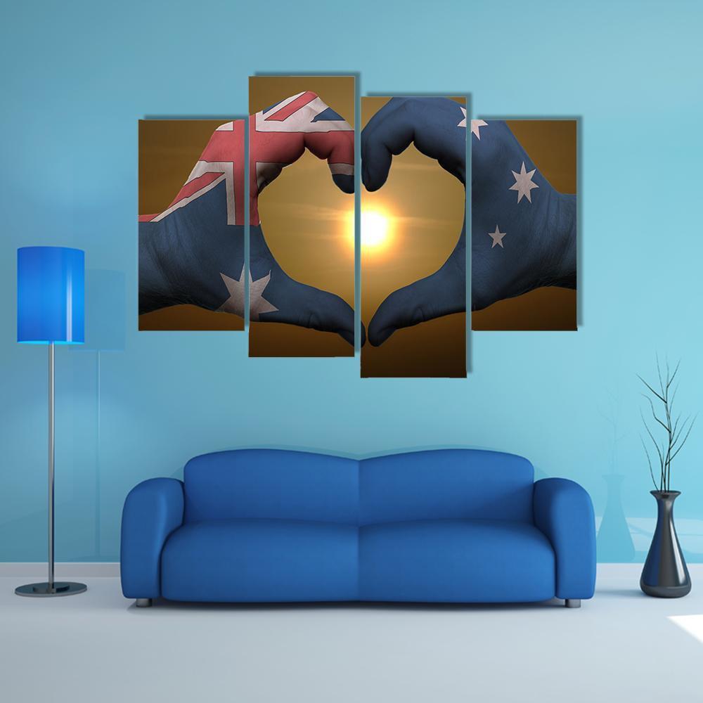 Australia Flag On Hands Canvas Wall Art-4 Pop-Gallery Wrap-50" x 32"-Tiaracle