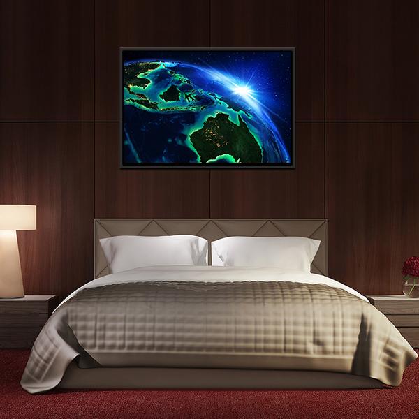 Australia &amp; Indonesia From Space Canvas Wall Art-5 Horizontal-Gallery Wrap-22" x 12"-Tiaracle