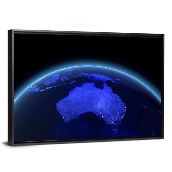 Australia &amp; New Zealand From Space Vertical Canvas Wall Art-3 Vertical-Gallery Wrap-12" x 25"-Tiaracle