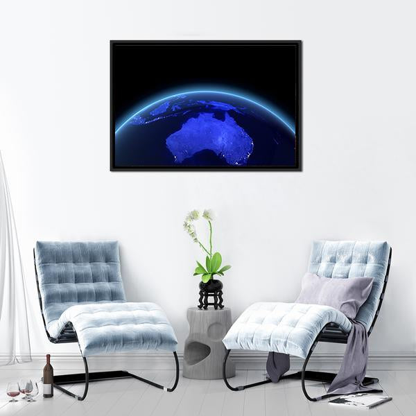 Australia &amp; New Zealand From Space Vertical Canvas Wall Art-3 Vertical-Gallery Wrap-12" x 25"-Tiaracle