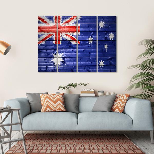 Australian Flag On A Wooden Texture Canvas Wall Art-4 Horizontal-Gallery Wrap-34" x 24"-Tiaracle
