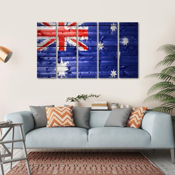 Australian Flag On A Wooden Texture Canvas Wall Art-5 Horizontal-Gallery Wrap-22" x 12"-Tiaracle
