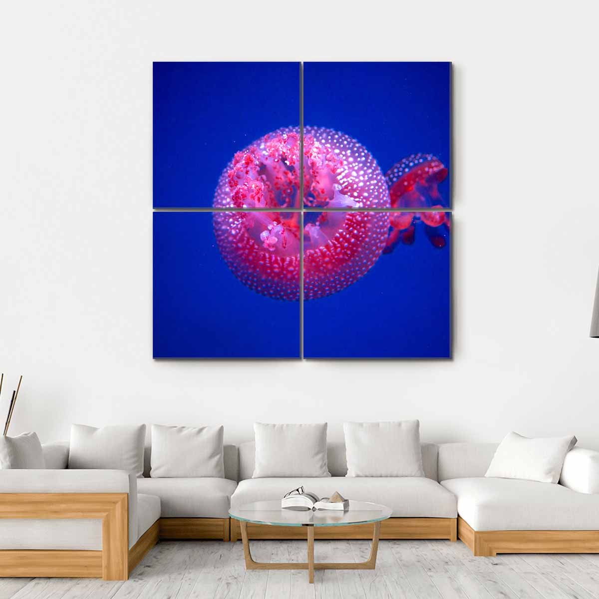 Australian Spotted Jellyfish Canvas Wall Art-4 Square-Gallery Wrap-17" x 17"-Tiaracle