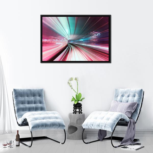 Way Train At Night Japan Canvas Wall Art-3 Horizontal-Gallery Wrap-25" x 16"-Tiaracle