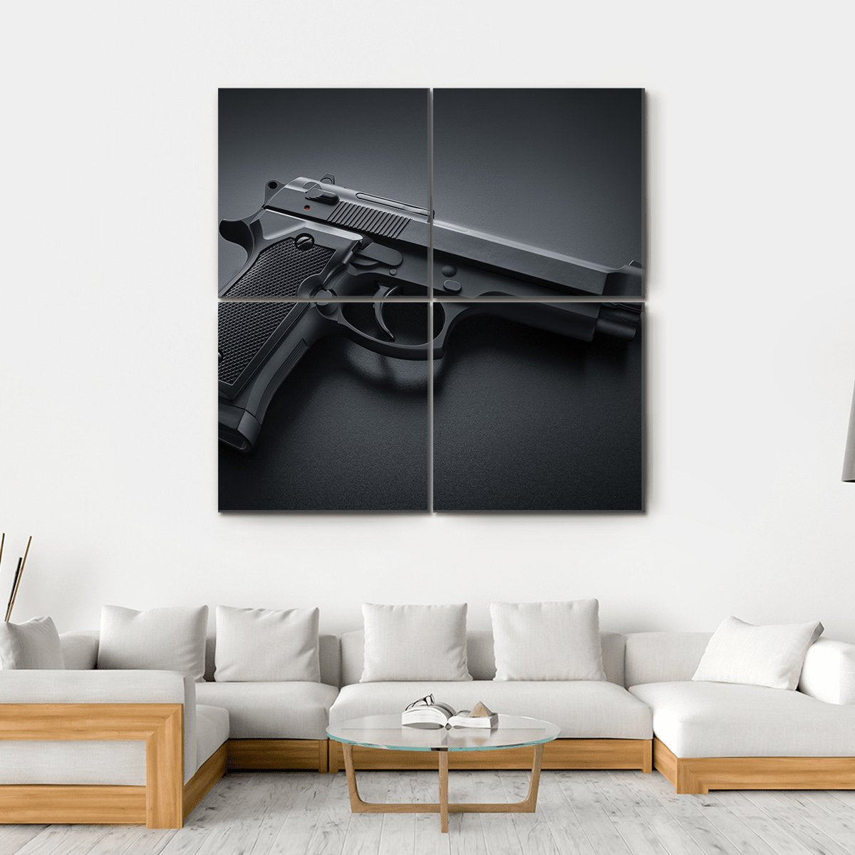 Automatic Gun Canvas Wall Art-4 Square-Gallery Wrap-17" x 17"-Tiaracle