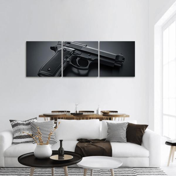 Automatic Gun Panoramic Canvas Wall Art-3 Piece-25" x 08"-Tiaracle