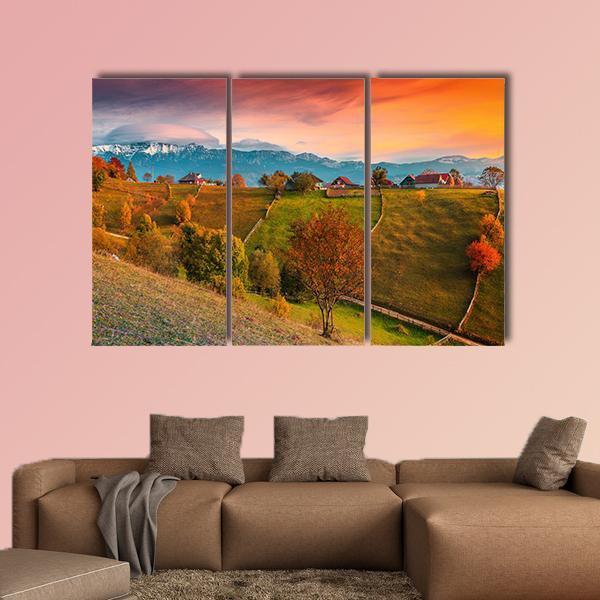 Autumn Alpine Landscape Romania Canvas Wall Art-3 Horizontal-Gallery Wrap-25" x 16"-Tiaracle