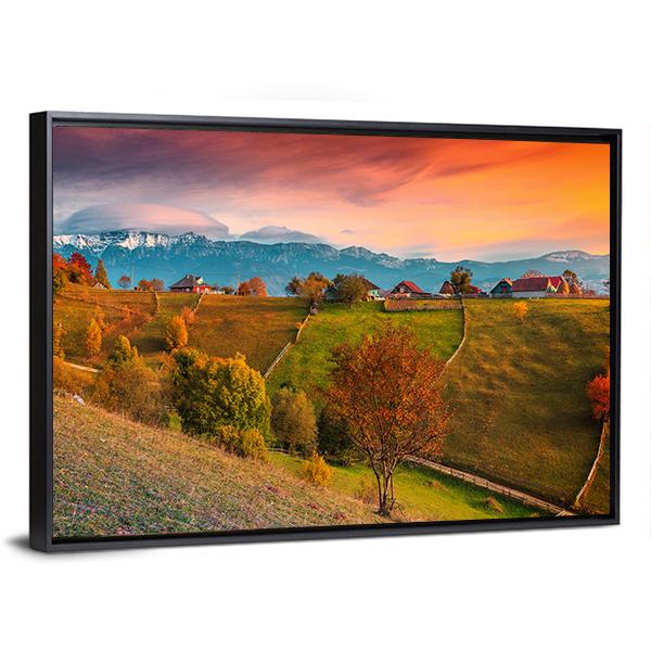 Autumn Alpine Landscape Romania Canvas Wall Art-3 Horizontal-Gallery Wrap-25" x 16"-Tiaracle