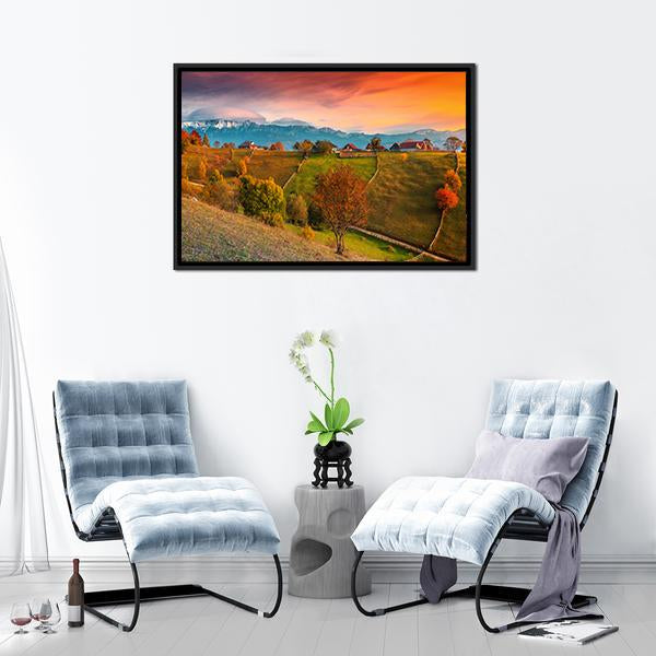 Autumn Alpine Landscape Romania Canvas Wall Art-3 Horizontal-Gallery Wrap-25" x 16"-Tiaracle