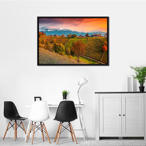 Autumn Alpine Landscape Romania Canvas Wall Art-3 Horizontal-Gallery Wrap-25" x 16"-Tiaracle