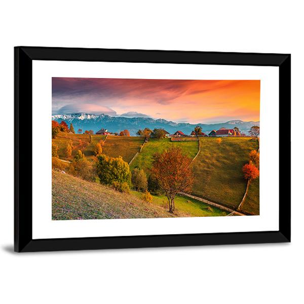 Autumn Alpine Landscape Romania Canvas Wall Art-3 Horizontal-Gallery Wrap-25" x 16"-Tiaracle