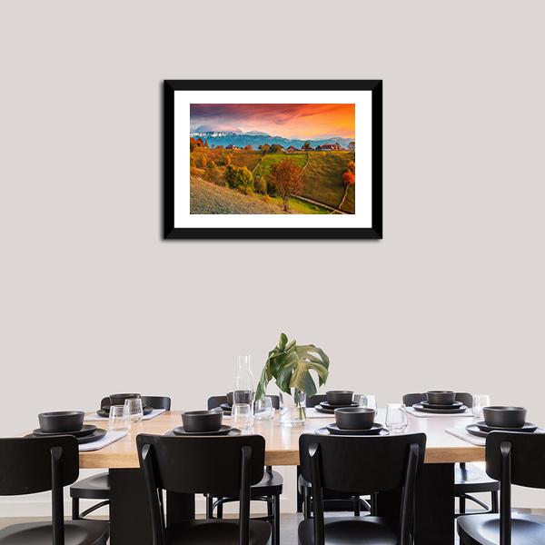 Autumn Alpine Landscape Romania Canvas Wall Art-3 Horizontal-Gallery Wrap-25" x 16"-Tiaracle
