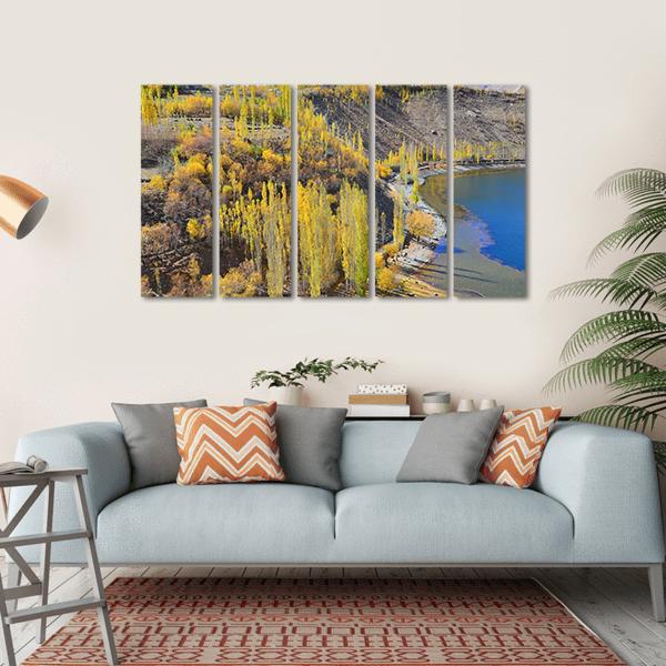 Phander Lake In Autumn Canvas Wall Art-5 Horizontal-Gallery Wrap-22" x 12"-Tiaracle