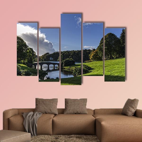 Stourhead Gardens In Wiltshire Canvas Wall Art-5 Pop-Gallery Wrap-47" x 32"-Tiaracle
