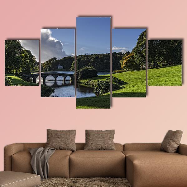Stourhead Gardens In Wiltshire Canvas Wall Art-5 Star-Gallery Wrap-62" x 32"-Tiaracle