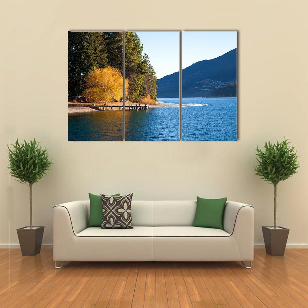 Autumn At Wakatipu Lake Canvas Wall Art-3 Horizontal-Gallery Wrap-37" x 24"-Tiaracle