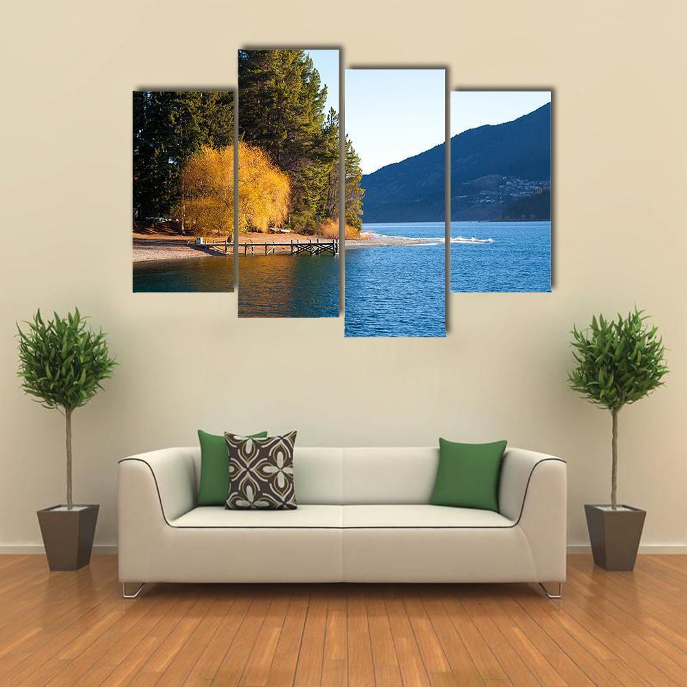 Autumn At Wakatipu Lake Canvas Wall Art-4 Pop-Gallery Wrap-50" x 32"-Tiaracle