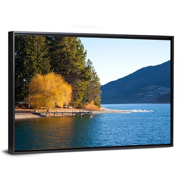 Autumn At Wakatipu Lake Canvas Wall Art-3 Horizontal-Gallery Wrap-25" x 16"-Tiaracle