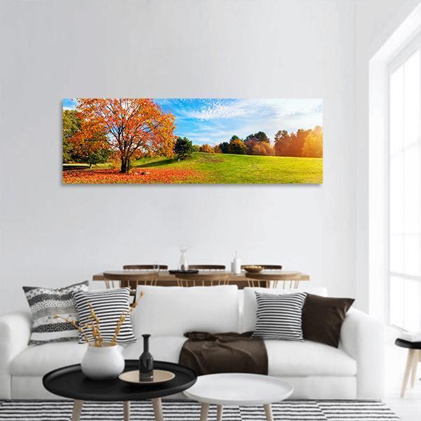 Autumn Fall Landscape Panoramic Canvas Wall Art-1 Piece-36" x 12"-Tiaracle