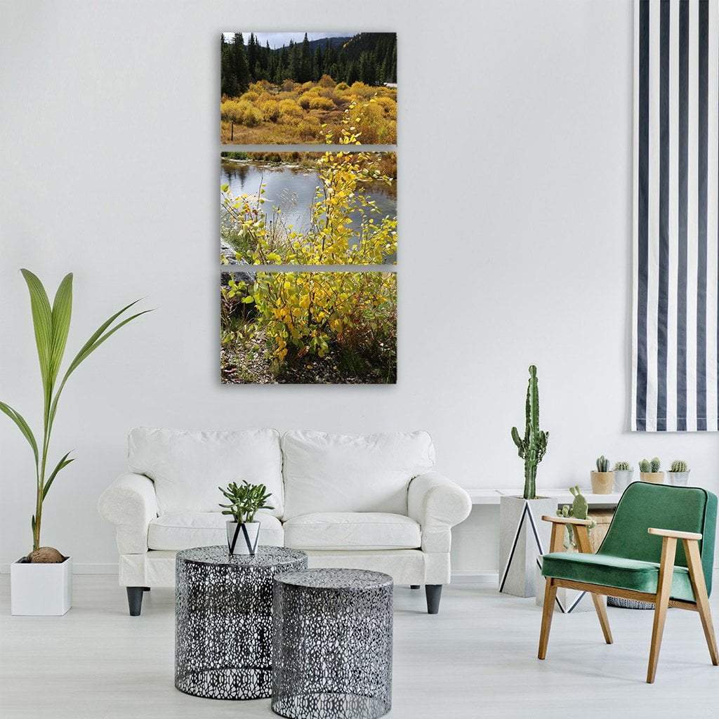 Autumn Fall With Forest Vertical Canvas Wall Art-3 Vertical-Gallery Wrap-12" x 25"-Tiaracle
