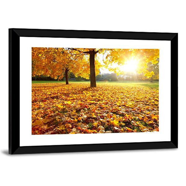 Autumn Fallen Leaves Canvas Wall Art-3 Horizontal-Gallery Wrap-25" x 16"-Tiaracle