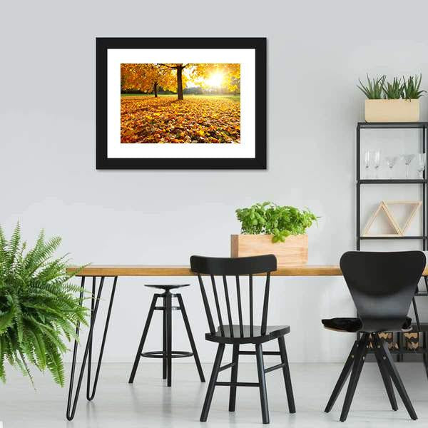 Autumn Fallen Leaves Canvas Wall Art-3 Horizontal-Gallery Wrap-25" x 16"-Tiaracle