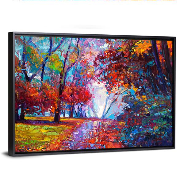 Autumn Forest Abstract Canvas Wall Art-3 Horizontal-Gallery Wrap-25" x 16"-Tiaracle